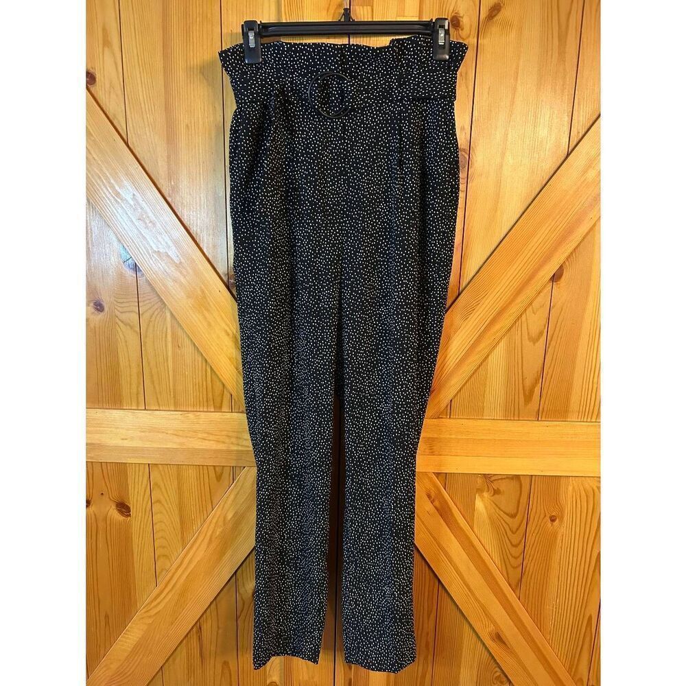 Express Ankle High Rise Black White Dress Pants Belted Front Pockets Size 4R (89